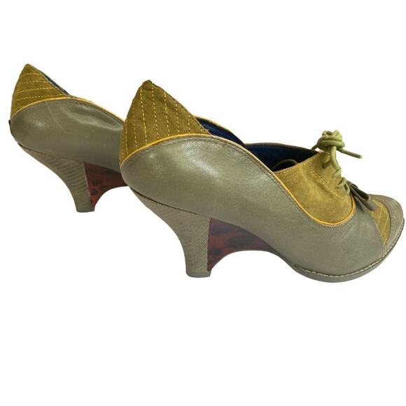 8.5 US 39.5 Eur Poetic License Force of Beauty Heel Shoes Women's Olive Green - Picture 3 of 8